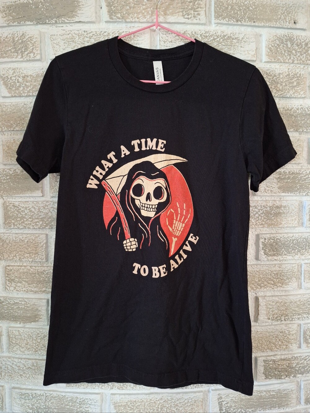 Reaper Graphic Black T-shirt - 100% Cotton Size Small - Peace Skull Hippie Goth